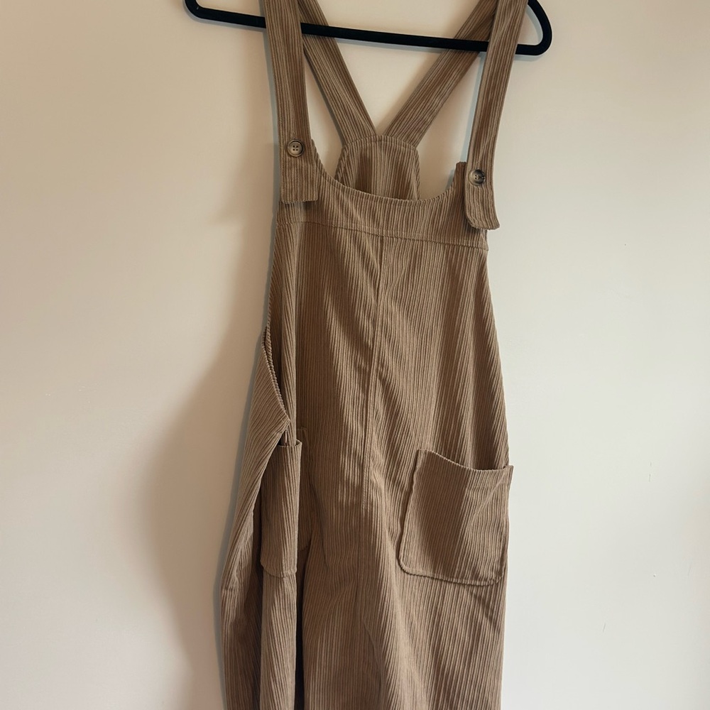 SHEIN Curve Ribbed Knit Top in Tan overall dress